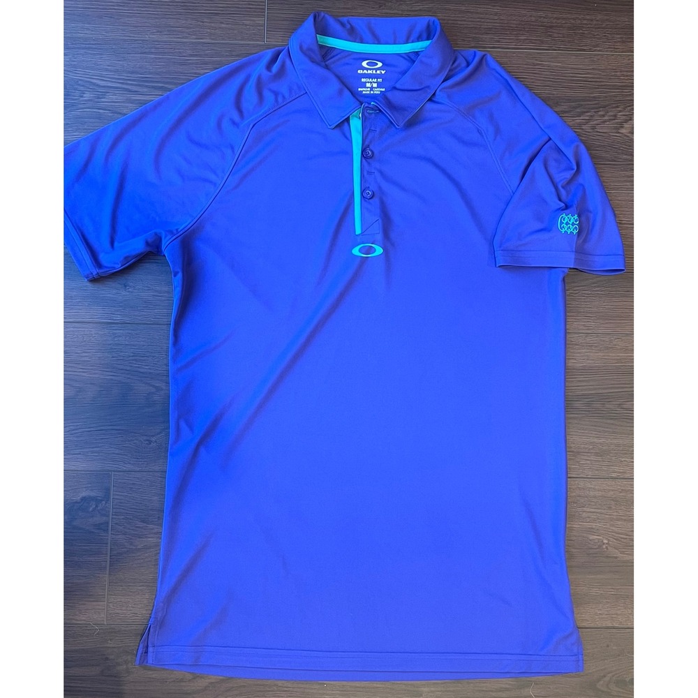 Oakley Hydrolix Mens Regular Fit Polo Shirt Purple Teal Logo Golf Training Med